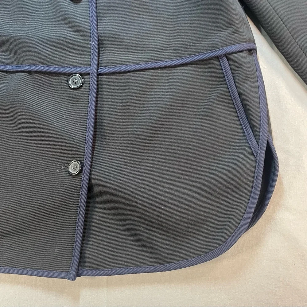 J Crew Tipped Twill Blazer Jacket w/ Mandarin Collar; Black/Navy - Womens Size 4